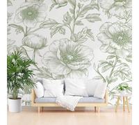 Mural Wallpaper Abstract Painted Floral Non-Woven Wall Mural Decoration Poster Picture Photo Wallpaper 365x254cm(W x H) Natural Floral Green Wall Paper for Home Living Room Bedroom Kitchen