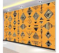 Mural Wallpaper African Geometric Patterns, 3D Effect Panoramic Photo Wallpaper Africa Tribe Non-Woven Murals 400x280 cm Art Print Wall Poster Mural Bedrooms Living Room Modern Decoration w.5374