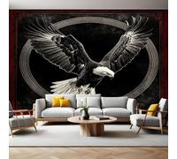 Mural Wallpaper Animal Black Bald Eagle Photo Wallpaper 3D Effect 200 x 140 cm Non-Woven Wall Mural Home Bedroom Living Room Tv Background Poster Decoration