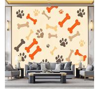 Mural Wallpaper Animal Dog Paw Bones 200x140 cm Modern Art Photo Wall Mural, Non-Woven Poster Wallpaper, for Bedroom Living Room TV Backdrop Decor