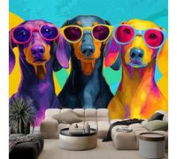 Mural Wallpaper Animal Painted Dog 500x280 cm Modern Art Photo Wall Mural, Non-Woven Poster Wallpaper, for Bedroom Living Room TV Backdrop Decor
