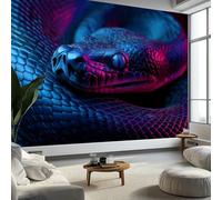 Mural Wallpaper Animals Python 500 x 280 cm Modern Art Wall Mural, Black Easy to Install Non-Woven Poster Photo Wallpaper - Bedroom Living Room TV Backdrop Decor