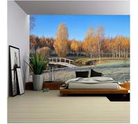 Mural Wallpaper Autumn Woodland 3D Effect Landscape Wallpaper Photo Poster Art Deco Wall Murals for Living Room Bedroom Corridor 150x105 cm 0802b