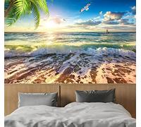 Mural Wallpaper Beach White Clouds Mountains Waters Wallpaper 3D Effect Murals for Bedroom and Living Room Wall Decoration -KX34877, 300x210cm
