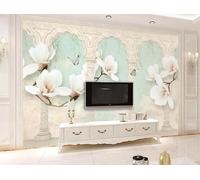 Mural Wallpaper Beige Flower Butterfly Roman Column 400x255cm Wallpaper 3D Wall Mural for Living Room and Bedroom -MIWEI Wallpaper-ZXY-34792