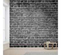 Mural Wallpaper Black Wall, 3D Effect Panoramic Photo Wallpaper Brick Wall Non-Woven Murals 150x105 cm Art Print Wall Poster Mural Bedrooms Living Room Modern Decoration q.6263
