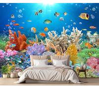 Mural Wallpaper Blue Underwater World Wallpaper 3D Effect Murals for Bedroom and Living Room Wall Decoration -KX22144, 350x250cm