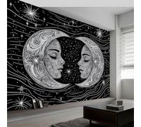 Mural Wallpaper Celestial Art Starry Sky Moon, Black Art Print Wallpaper, Wall Mural Non-Woven, for Bedrooms Living Room Indoor Home Wall Decoration Paper Poster W400 x H280 cm