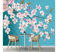 Mural Wallpaper Cherry Blossoms, 3D Effect Panoramic Photo Wallpaper Spring Peach Blossom Non-Woven Murals 350x256 cm Art Print Wall Poster Mural Bedrooms Living Room Modern Decoration w.2292