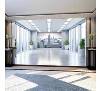 Mural Wallpaper Cities and corridors 3D Effect Photo Wallpaper 300 x 210 cm Silver Non-Woven Wall Mural for Bedroom Living Room TV Background Decoration