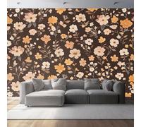 Mural Wallpaper Color, Rural Style Retro Flowers Printed Wallpaper, Murals Wall Art, Wall Mural Non-Woven, for Indoor Home Decoration 157.48" x 110.24" 400 x 280 cm (W x H),