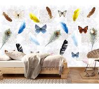 Mural Wallpaper Colorful Feathered Butterfly in English 310x250cm Wallpaper 3D Wall Mural for Living Room and Bedroom -MIWEI Wallpaper-ZXY-35717