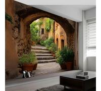Mural Wallpaper Country Style, 3D Effect Panoramic Photo Wallpaper Italy Pastoral Landscape Non-Woven Murals 400x280 cm Art Print Wall Poster Mural Bedrooms Living Room Modern Decoration w.6067