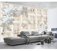 Mural Wallpaper Flower Relief Butterfly Wallpaper 3D Effect Murals for Bedroom and Living Room Wall Decoration -KX23866, 430x300cm