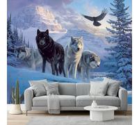 Mural Wallpaper for Animals Scenery Adventure Wall Art for Bedroom, 350 x 256 cm for Living Room Kids Bedroom Office Hallway Kitchen Blue White