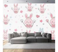 Mural Wallpaper for Fairy Tale Rabbit Fantasy Wall Art for Bedroom, 400 x 280 cm Murals for Bedroom,for Living Room Kids Bedroom Office Hallway Kitchen Pink Colorful