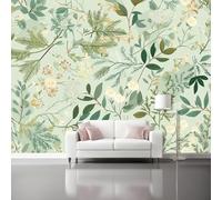 Mural Wallpaper for Floral Fresh Pastoral Wall Art for Bedroom, 200 x 140 cm Murals for Bedroom,for Living Room Kids Bedroom Office Hallway Kitchen Green Beige