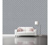 Mural Wallpaper for Gray Background with White Dots Fresh Polka Dots Wall Art for Bedroom, 350 x 256 cm Murals for Bedroom,for Living Room Kids Bedroom Office Hallway Kitchen Gray White