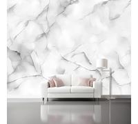 Mural Wallpaper for Gray Marble Simple Texture Wall Art for Bedroom, 350 x 256 cm Murals for Bedroom,for Living Room Kids Bedroom Office Hallway Kitchen Gray White