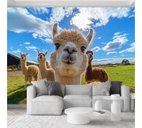 Mural Wallpaper for Kitchen Kids Room Creative Studio Decor - Realistic Animals Alpaca Farm Print Wall Mural Wallcovering Wall Art, Non-Woven Photo Wallpaper, 59 x 41 inch (W x H)