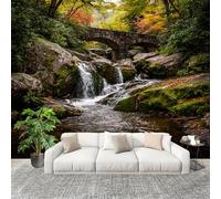 Mural Wallpaper for Living 200x140cm Jungle Plants and Streams Photo Wallpaper Non-Woven Wall Mural Poster Green Modern Bedroom TV Background Decor