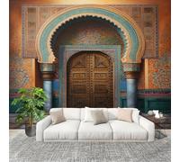 Mural Wallpaper for Living 250x175cm Retro Architectural Pattern Photo Wallpaper Non-Woven Wall Mural Poster Brown Modern Bedroom TV Background Decor