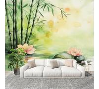 Mural Wallpaper for Living 250x175cm Watercolor Bamboo Jungle Florals Reflection Photo Wallpaper Non-Woven Wall Mural Poster Green Modern Bedroom TV Background Decor