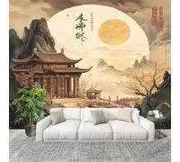 Mural Wallpaper for Living 300x210cm Chinese Architectural Oil Painting Photo Wallpaper Non-Woven Wall Mural Poster Light-Colored Modern Bedroom TV Background Decor