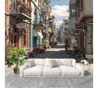 Mural Wallpaper for Living 300x210cm Retro European-Style Buildings Photo Wallpaper Non-Woven Wall Mural Poster Light-Colored Modern Bedroom TV Background Decor