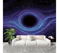 Mural Wallpaper for Living 350x256cm Sci-Fi Night Sky with Stars Photo Wallpaper Non-Woven Wall Mural Poster Blue-Purple Modern Bedroom TV Background Decor