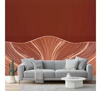 Mural Wallpaper for Minimalist Abstraction Line Texture Modern Wall Art for Bedroom, 250 x 175 cm for Living Room Kids Bedroom Office Hallway Kitchen Reddish Brown Light Brown