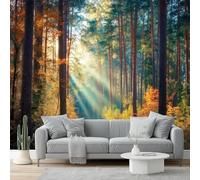 Mural Wallpaper for Nature Forest Sunshine Healing Wall Art for Bedroom, 350 x 256 cm for Living Room Kids Bedroom Office Hallway Kitchen Warm Colors Green