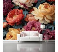 Mural Wallpaper for Peony Blooming Gorgeous Flowers Wall Art for Bedroom, 400 x 280 cm Murals for Bedroom,for Living Room Kids Bedroom Office Hallway Kitchen Color Blue