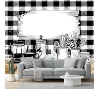 Mural Wallpaper for Retro Line Drawing Life Wall Art for Bedroom, 400 x 280 cm for Living Room Kids Bedroom Office Hallway Kitchen Black Brown