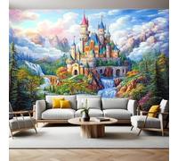 Mural Wallpaper Forest Castle Building Photo Wallpaper 3D Effect 200 x 140 cm Non-Woven Wall Mural Home Bedroom Living Room Tv Background Poster Decoration