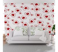Mural Wallpaper Geometric Lines Romantic Heart Wall Mural450x315cm(W x H) Feature Wallpaper Waterproof for Living Room Furniture Kitchen Geometric Red Heart Wallpapers 3D Photo