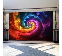 Mural Wallpaper Geometric Spiral Pattern 3D Effect Photo Wallpaper 300 x 210 cm Rainbow Colors Non-Woven Wall Mural for Bedroom Living Room TV Background Decoration