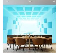 Mural Wallpaper Geometry Space Modern Non-Woven Art Print Wall Decoration Poster 98.4" x 68.8" Art Wall Mural for Living Room, Adults' Bedroom Hallway Kitchen Light Blue Cool Color