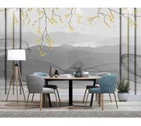 Mural Wallpaper Ginkgo Smoke Mountain Water 250x175cm Wallpaper 3D Wall Mural for Living Room and Bedroom -MIWEI Wallpaper-ZXY-18588