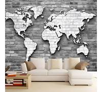 Mural Wallpaper Gray World map 250x175 cm Modern Art Photo Wall Mural, Non-Woven Poster Wallpaper, for Bedroom Living Room TV Backdrop Decor