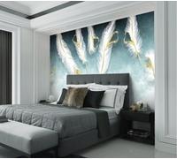 Mural Wallpaper Hand Drawn White Heart-Shaped Feather Wallpaper 3D Effect Murals for Bedroom and Living Room Wall Decoration -KX16047, 450x280cm
