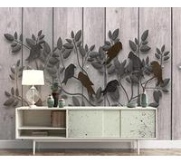 Mural Wallpaper Iron Flower Bird Wooden Board 310x250cm Wallpaper 3D Wall Mural for Living Room and Bedroom -MIWEI Wallpaper-ZXY-20813