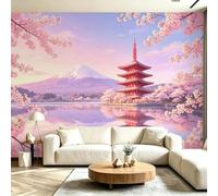 Mural Wallpaper Japanese Landscape, 3D Effect Panoramic Photo Wallpaper Cherry Blossoms Pattern Non-Woven Murals 150x105 cm Art Print Wall Poster Mural Bedrooms Living Room Modern Decoration M.2138