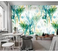 Mural Wallpaper Leaves of Tropical Forest Plants Wallpaper 3D Effect Murals for Bedroom and Living Room Wall Decoration -KX14209, 400x280cm