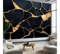 Mural Wallpaper Marble Crack Texture 200 x 140 cm Modern Art Wall Mural, Black Easy to Install Non-Woven Poster Photo Wallpaper for Bedroom Living Room TV Backdrop Decor