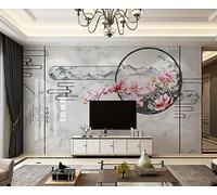Mural Wallpaper Marble Pink Flower Wallpaper 3D Effect Murals for Bedroom and Living Room Wall Decoration -KX31775, 400x255cm
