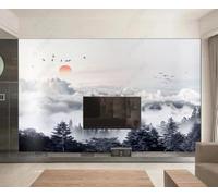 Mural Wallpaper Mountain Water Forest Birds 450x300cm Wallpaper 3D Wall Mural for Living Room and Bedroom -MIWEI Wallpaper-ZXY-18108