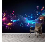 Mural Wallpaper Music Notes 3D Effect Music Theme Wallpaper Photo Poster Art Deco Wall Murals for Living Room Bedroom Corridor 200x140 cm 4315a