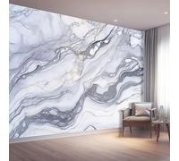 Mural Wallpaper Natural Simple Swirl Marble Non-Woven Art Print Wall Mural Decor Poster Picture Design Modern Living Room Kitchen Bedroom Wall Wallpaper - 150 x 105 cm (W x H), Light Gray