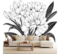 Mural Wallpaper Non-Woven Floral, Wallpaper Goth Hand-Drawn 200X140Cm Fashionable Mural Modern Photomurals Giant Poster Bedroom Living Room Decorative Art UK
